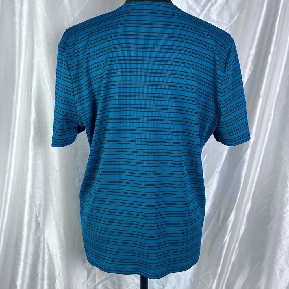Vintage Y2K Electric Blue Rib Knit Stripe Baby Tee XXL 90s Grunge Stretch Top - Picture 5 of 9